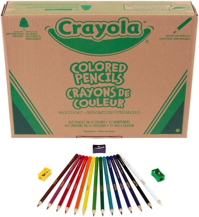 Crayola Colored Pencil Classpack (462ct), Bulk Colored Pencils, 14 Assorted Colors, School Supplies for Teachers, Ages 3+