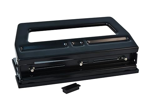 School Smart Black Steel Heavy-Duty 3 or 2-Hole Punch - 038174