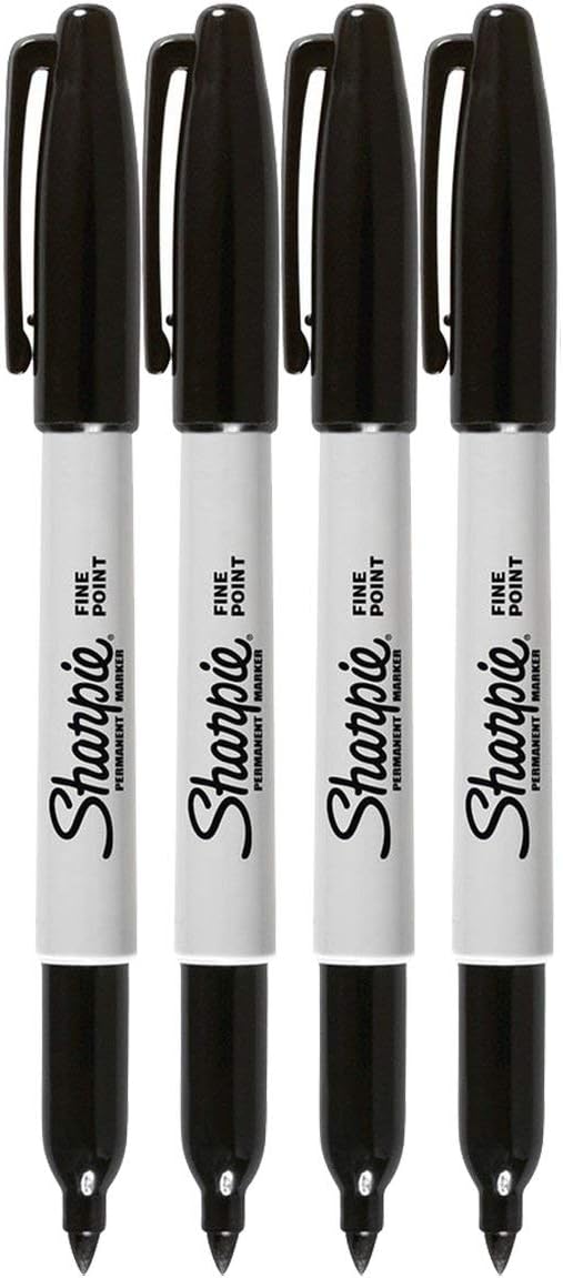 Sharpie Permanent Markers, Fine Point, Black Ink (4-Pack)