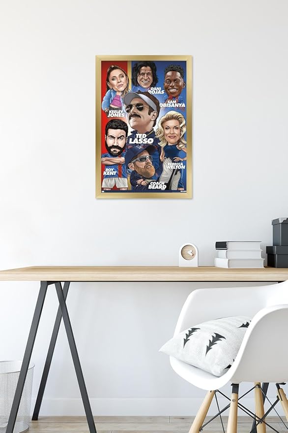 Ted Lasso - Character Grid Wall Poster, 22.4L" x 14.7W", Gold Framed Version