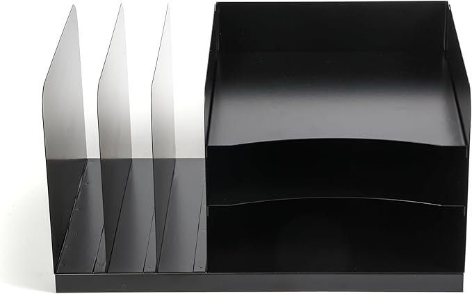 Huron Desktop File Organizer Combo Vert 3 Slot/Horz 3 Slot, Black Commercial Grade Steel