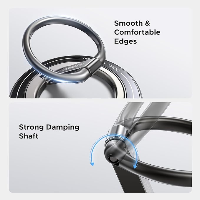 UGREEN Magnetic Phone Grip Ring Holder for MagSafe - 360°Rotating Phone Grip Stand, Dual-Sided Magnetic Cell Phone Finger Ring Kickstand Compatible with iPhone 17/16/15/14/13/12 Pro Max Air