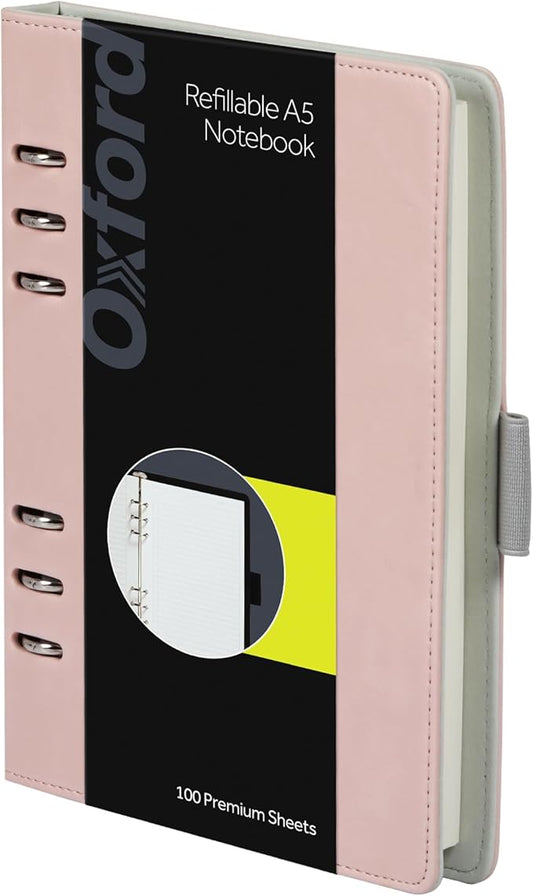 Oxford 6-Ring Professional Notebook, 7 x 9 Inch, Refillable Notebook, Writing Journal, Ivory Paper, 100 Sheets, Blush Pink Faux Leather Cover (90005)