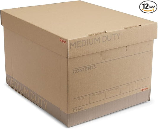 STAPLES Medium Duty 100% Recycled Storage Boxes Letter/Legal Size 12/Pack
