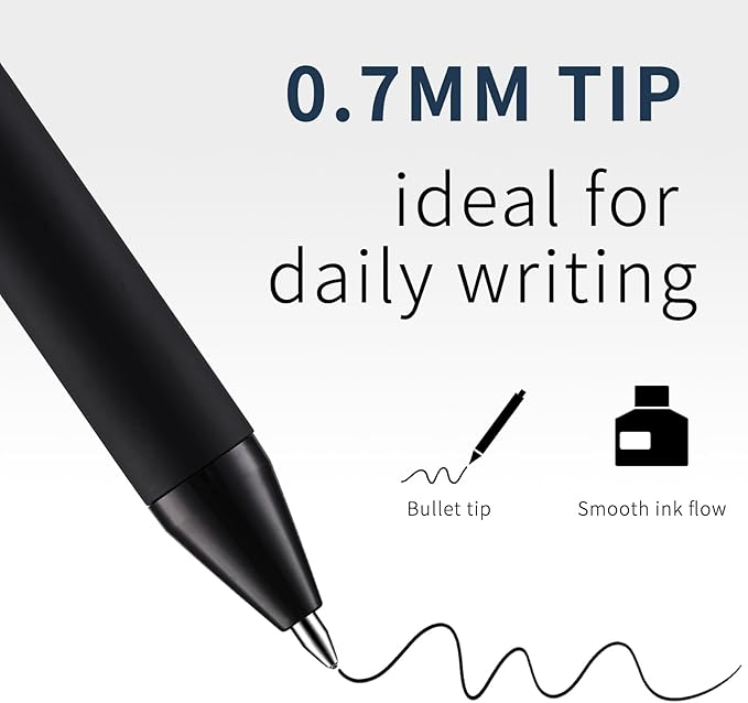 YISAN Black Gel Pens 12 Pack,Black Ink Pens Bullet Tip 0.7 mm,Journal Pens Fast Dry,Retractable,Smooth Writing for Journaling and Note Taking,71051