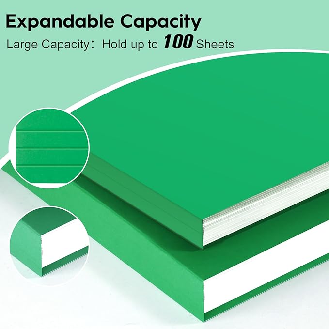 100-Pack Color File Folders, 1/3 Cut Tab, Letter Size Manilla Folder for School/Office/Classroom, Green