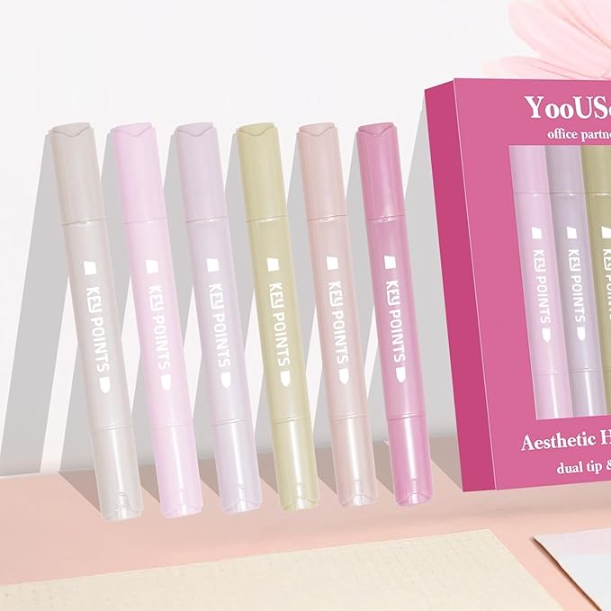 YOOUSOO Aesthetic Bible Highlighters, Cute Highlighters Assorted Colors, Bible Highlighter No Bleed, Pastel Pink Highlighter for Journaling Supplies And School, Valentines Day Gifts for Women & Girl