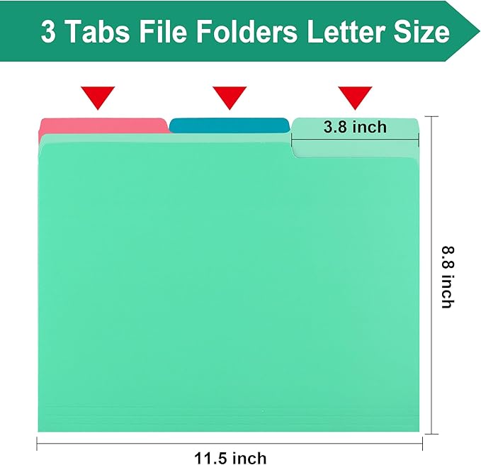 Light Green File Folders,18 Pack Colored File Folder,1/3 Cut Tab,Letter Size,Filing Folder for Office School Business.