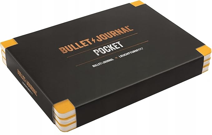 The Official Bullet Journal Pocket Edition - Compact Flexcover Design for Daily Journaling with 46 Folded A5 Pages - Pack of 3 (Yellow)