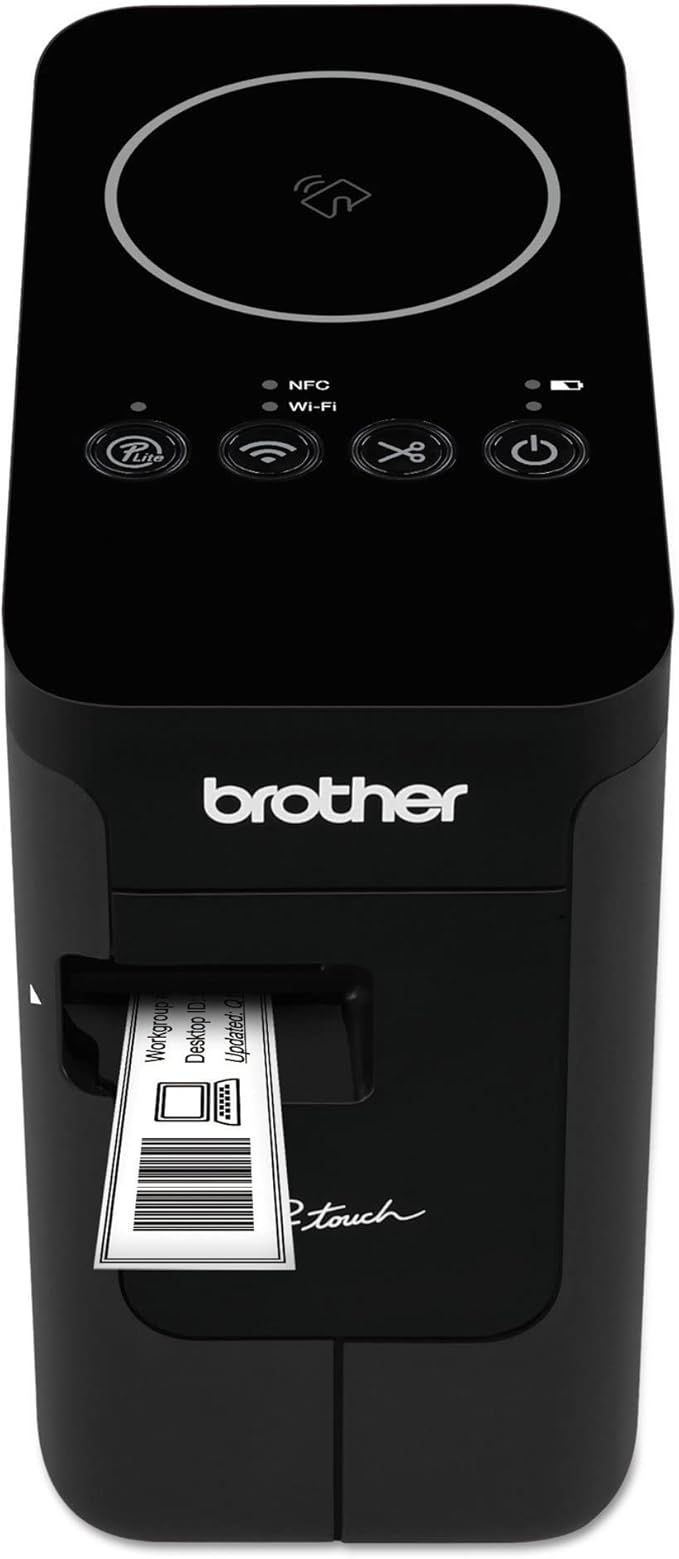Brother PT-P750W P-Touch Thermal Transfer Label Maker with Wireless Printing, Black - NFC, WiFi and USB Connectivity - 180 dpi, 30 mm/s, 0.94" Print Width, 0.71" Printing Height, Auto Cutter