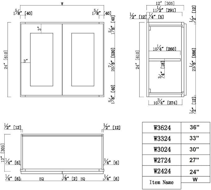 Design House Brookings Shaker Unassembled Wall Kitchen Cabinet W3024, 30 W x 12 D x 24 H, Painted White, Solid Wood, Design House, 561597