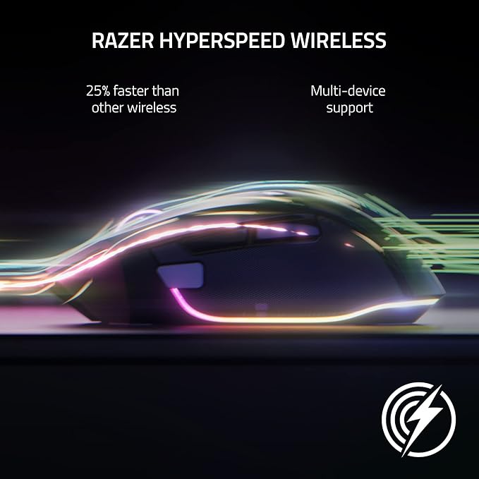 Razer Basilisk V3 Pro Customizable Wireless Gaming Mouse: Fast Optical Switches Gen-3 - HyperScroll Tilt Wheel - Chroma RGB - 11 Programmable Buttons - Focus Pro 30K Optical Sensor - White (Renewed)