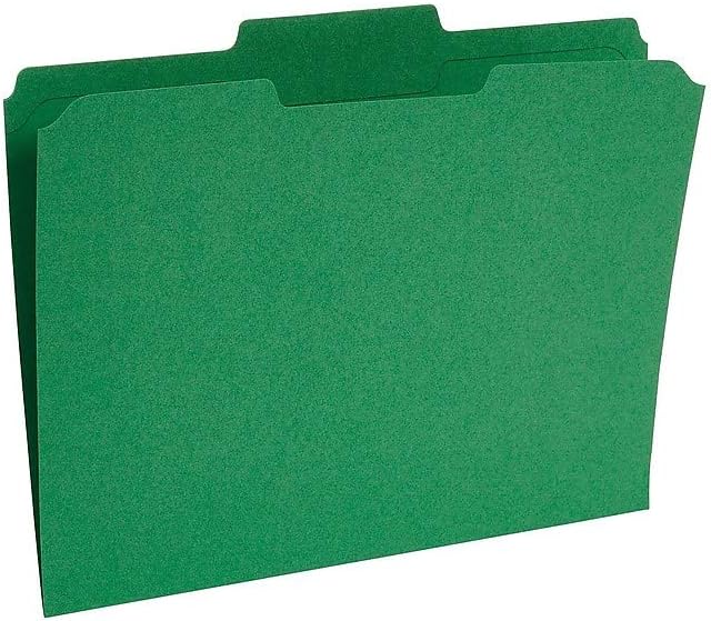 Staples Reinforced Colored File Folders, Letter Size, 3‑Tab Design, Green, Heavy‑Duty Construction, 100/Box
