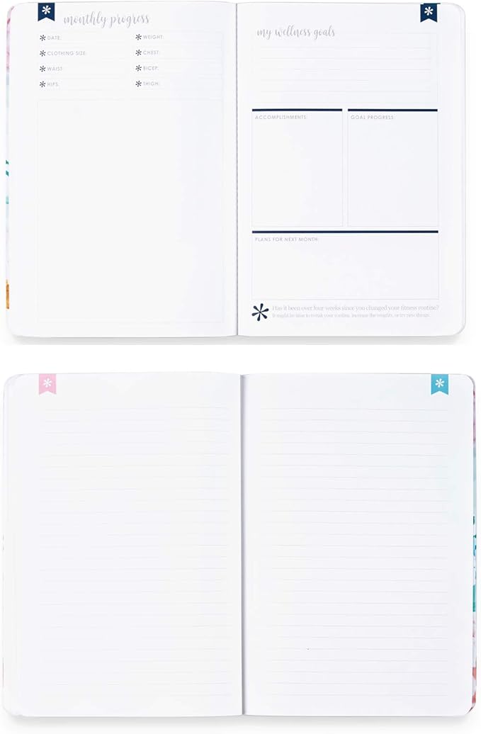 Erin Condren Designer Petite Planner - Wellness Log Edition 3, Track Habits for Sleep, Water Intake, Steps Taken, and Goals. Includes Inspirational and Fun Sticker Set