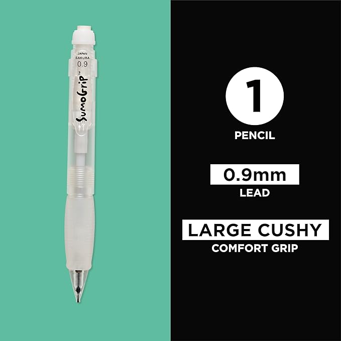 SAKURA 50280 SumoGrip 0.9-mm Pencil with Eraser, Clear