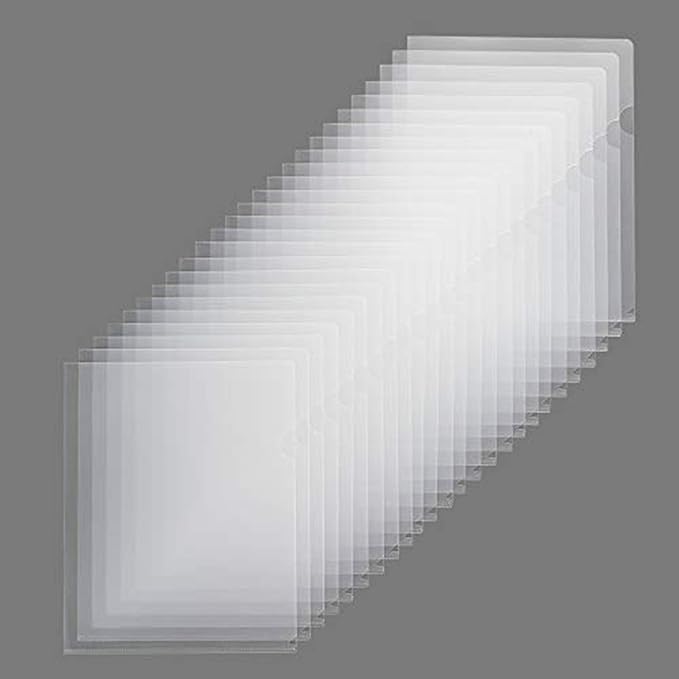 Sooez 25 Pack Clear Document Folder Project Pockets, Plastic File Folders Letter Size, Clear Sleeves for Paper Protector 8.5 x 11, Presentation Folders Report Covers
