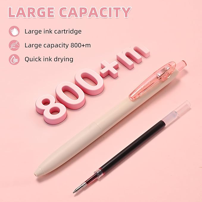 Colored Gel Ink Pens 0.5mm 8 Colors Retractable Quick Dry Colorful Ink Pen Fine Point Smooth Writing, Comfort Grip for Office School Drawing Journaling and Note Taking