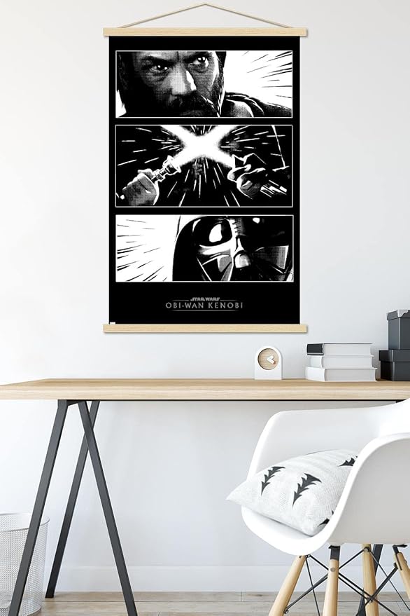 Trends International Star Wars: Obi-Wan Kenobi - Panels Wall Poster, 22.375" x 34", Premium Print and Beechwood Hanger Bundle