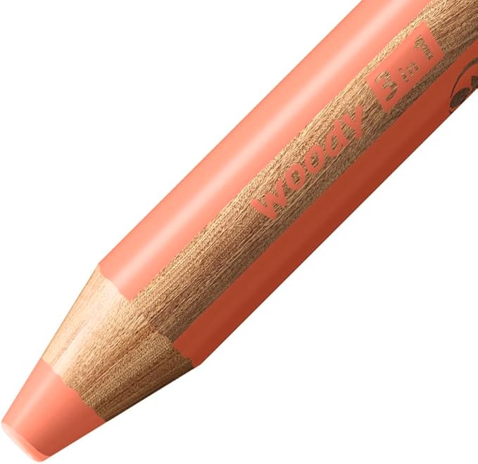 STABILO Multi-Talented Pencil woody 3 in 1 - Pack of 6 - Assorted Pastel Colors with Sharpener