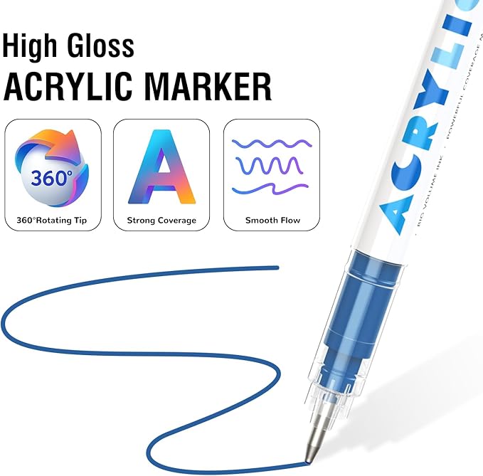 Guangna Purple Acrylic Gel Pens 12 Color, Colored Pens for Journaling, Coloring Books, Calligraphy, Note Taking & DIY Crafts, RollerBall Pen Tip