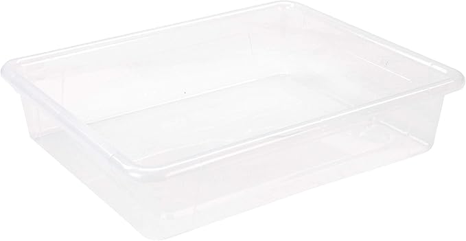 Storex Letter Size Flat Storage Tray – Organizer Bin for Classroom, Office and Home, Clear, 5-Pack (62531A05C), 10 x 13 x 3 Inches