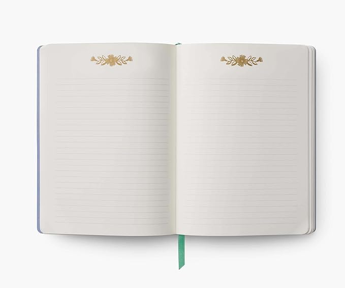 RIFLE PAPER CO. Aster Softcover Journal 150 Lined Pages, 8.5" L x 6.25" W, Linen Textured Paper-Wrapped Hardboard Cover, Includes Grosgrain Ribbon Bookmark