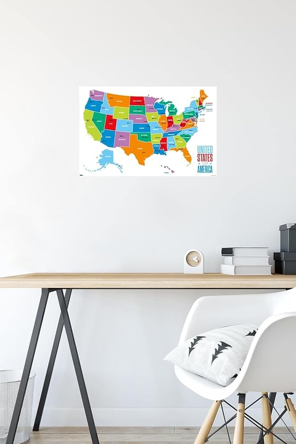 Trends International Map - United States Of America 2022 Wall Poster, 14.725" x 22.375", Premium Unframed Version