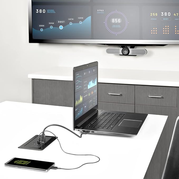 StarTech.com Conference Room Docking Station - Universal Laptop Dock - 4K HDMI, 60W Power Delivery, USB Hub, GbE, Audio - in-Table Connectivity Box for Huddle/Boardroom Collaboration Space, TAA