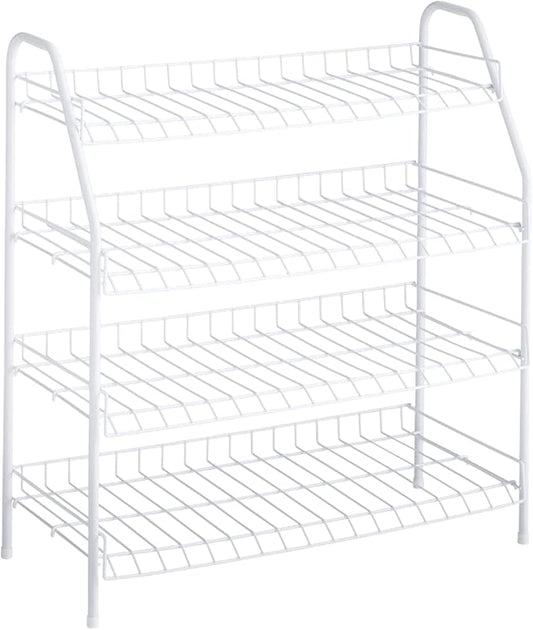 Rubbermaid 4-Tier Wire Shoe Rack, White, Simple Assemble, Storage Shelf for Organization in Bedroom/Closet
