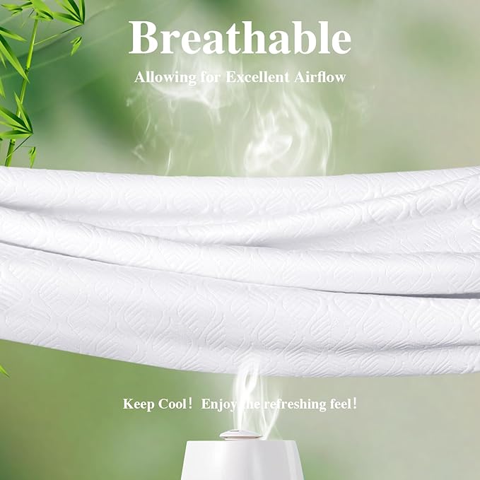 California King Mattress Protector, Waterproof Mattress Pad Washable Rayon Mattress Cover Breathable Noiseless Bed Protector 3D Patterns 5" - 21'' Elastic Fitted Deep Pocket(White)