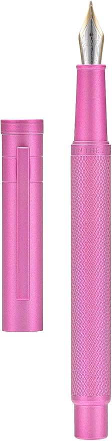 Asvine Pink Forest Fountain Pen Bent Nib, Classic Design with Converter and Metal Pen Case, The Light of Hope Serise