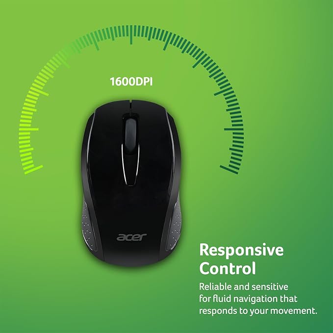 acer RF Wireless Mouse M501 (Black), Works with Chromebook, with USB Plug and Play for Right/Left Handed Users (for Chromebooks, Windows PC & Mac, (Pack of 1)