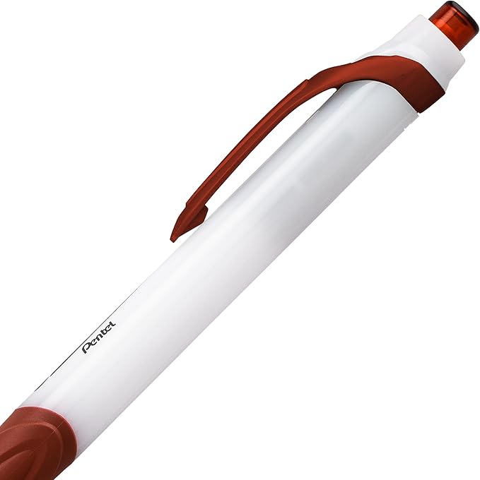 Pentel GlideWrite Ballpoint Pen with TechniFlo Ink, (1.0mm) Medium Line, Brown Ink, Box of 12 (BX910-E)
