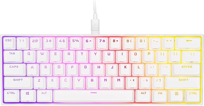 Corsair - K65 RGB Mini Wired 60% Mechanical, CH-9194114-NA, Cherry MX Speed Linear Switch Gaming Keyboard with PBT Double-Shot Keycaps - White (Renewed)