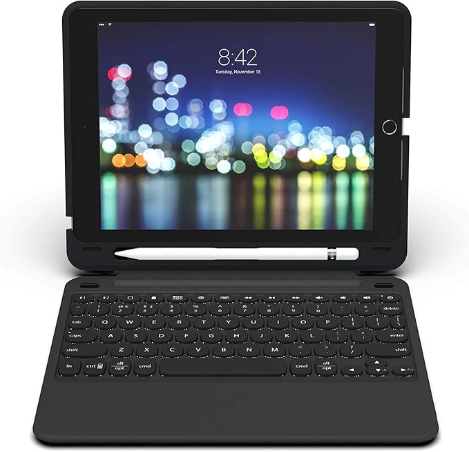 ZAGG Slimbook Go | iPad Keyboard Case for 9.7-Inch iPad (2018, 2017) | Ultra-Slim & Light | Rotatable | Detachable | Pair 2 Devices | Bluetooth Wireless | Backlit 7 Color (Black)