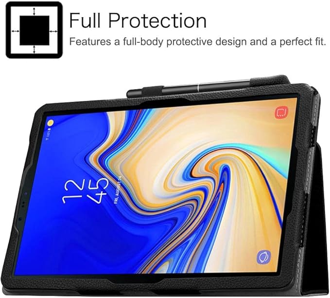 Fintie Folio Case for Samsung Galaxy Tab S4 10.5 2018 Model SM-T830/T835/T837, [Corner Protection] Premium Vegan Leather Stand Cover with S Pen Protective Holder Auto Sleep/Wake, Black