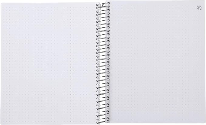Erin Condren 7” x 9” Dot Grid Spiral Notebook, 5mm Dotted Layout with 80 Lb. Paper, Daisy Blooms Cover, 160 Dot Grid Notebook Pages, Platinum Coil, Stickers Included
