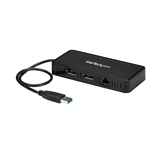 StarTech.com USB 3.0 Mini Dock - Dual Monitor USB-A Docking Station with DisplayPort 4K 60Hz Video & Gigabit Ethernet - 1ft (30cm) cable - Portable USB 3.1 Gen 1 Type-A Laptop Adapter, TAA