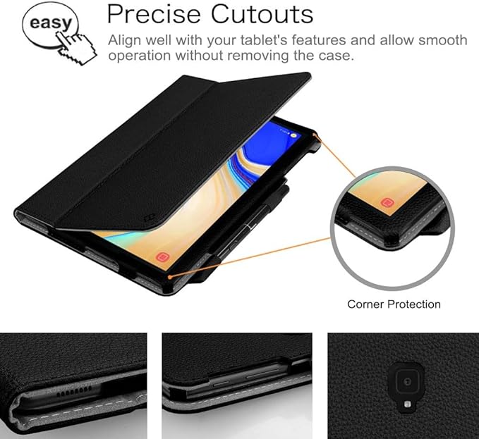 Fintie Folio Case for Samsung Galaxy Tab S4 10.5 2018 Model SM-T830/T835/T837, [Corner Protection] Premium Vegan Leather Stand Cover with S Pen Protective Holder Auto Sleep/Wake, Black