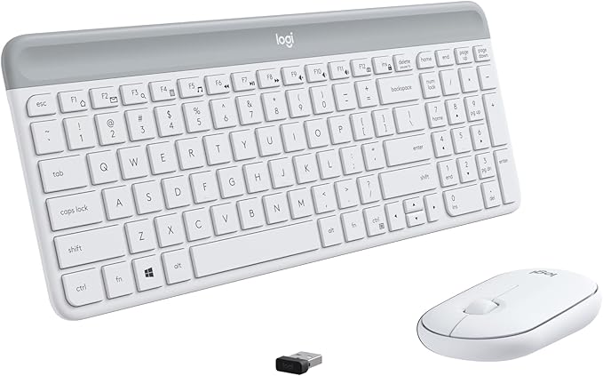 Logitech MK470 Ultra Slim Minimalist Wireless Keyboard Mouse Combo Off White