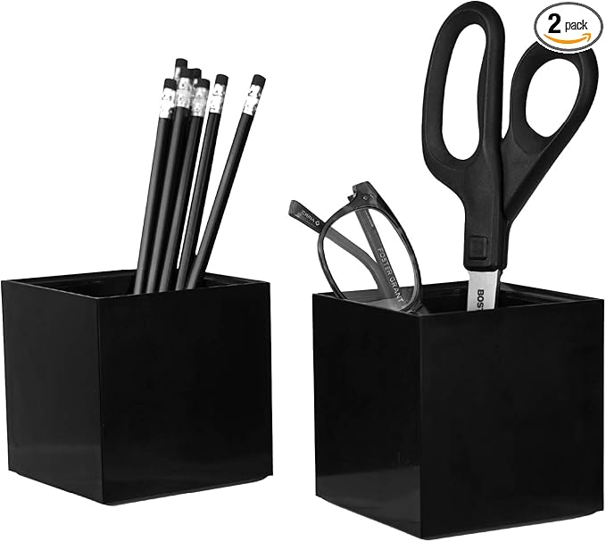 Bostitch Office Konnect Pencil Cup Desk Organizer, Pen Cup, 2-Pack, Black