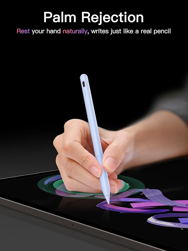 Stylus Pen for ipad 2018-2025, USB-C Fast Charging Pencil, Pixel-Perfect Tilt Sensitivity for iPad 11/10/9/8/7/6/A16, iPad mini 7/6/5, iPad Air M3/2 11"/13"/5/4/3, iPad Pro M5/4 13"/12.9″/11″ Blue