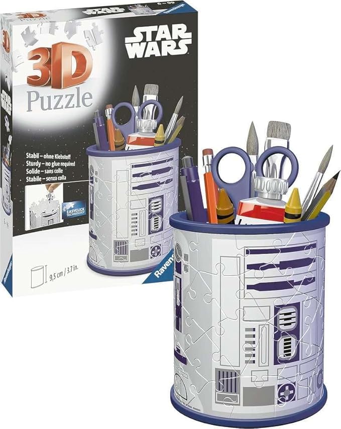 Ravensburger - 3D Puzzle Pencil Pot - Star Wars - Ages 6+ - 54 numbered pieces to assemble without glue - Accessories included - Height 9.5 cm - 11554