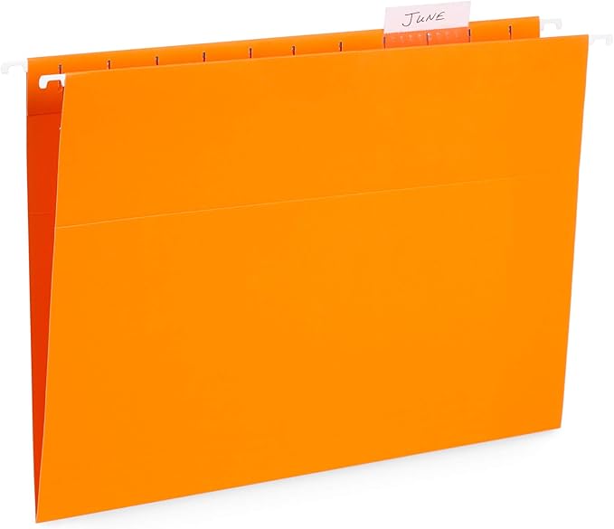 Blue Summit Hanging File Folders, Letter Size, Orange, Great for Organizing and Easy File Storage, 50 Per Box