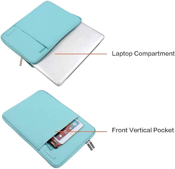 MOSISO Laptop Case 13.3 inch, 13-13.3 inch Laptop Sleeve Compatible with MacBook Air/Pro 13/Pro 14 M5 M4 M3 M2 M1, HP Dell ASUS Lenovo,Polyester Vertical Computer Sleeve Bag with Pocket, Turquoise