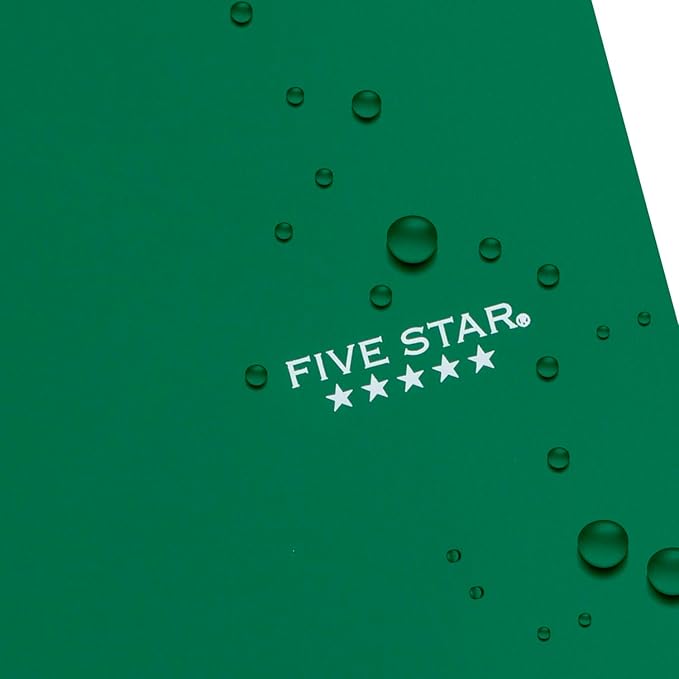 Five Star Spiral Notebook + Study App, 3 Subject, Wide Ruled Paper, 8" x 10-1/2", 150 Sheets, Fights Ink Bleed, Water Resistant Cover, Forest Green (73176) (Pack of 6)