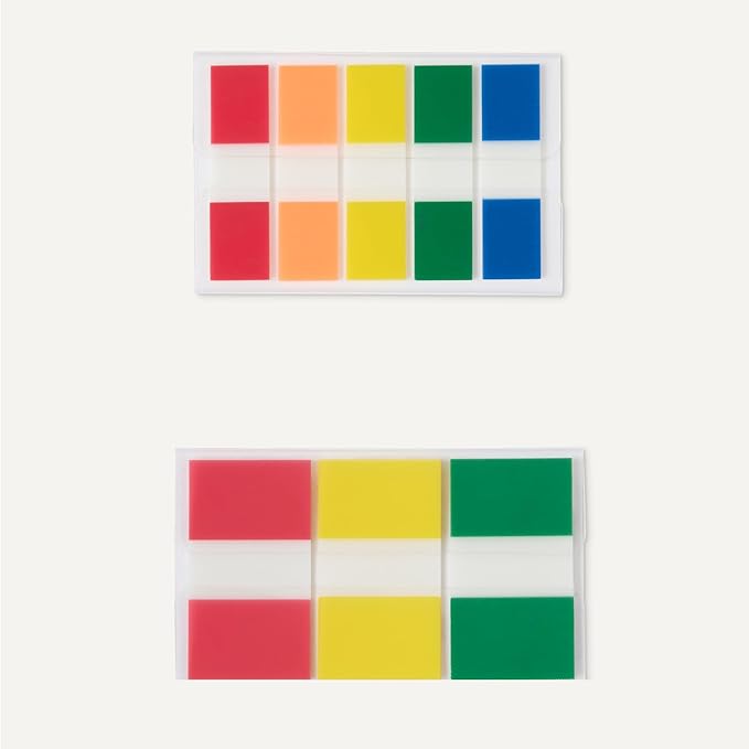 Amazon Basics Flags and Tabs Combo, 0.94 inch Wide (240 pcs) and 0.47 inch Wide (400 pcs), Rectangular, Assorted Colors, 640 Count