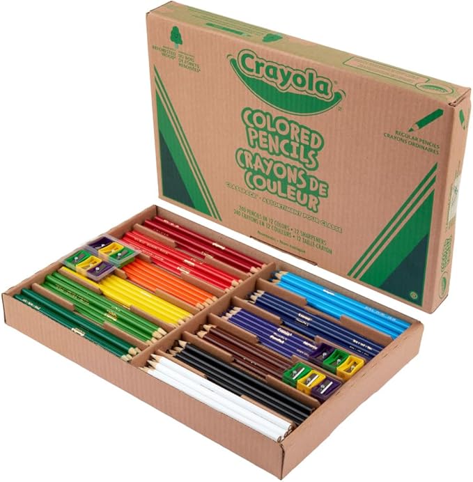 Crayola Colored Pencils Classpack (240ct), Bulk Colored Pencils for Kids, 12 Colors, Coloring Supplies, Must Have Teacher Classroom Essentials for School