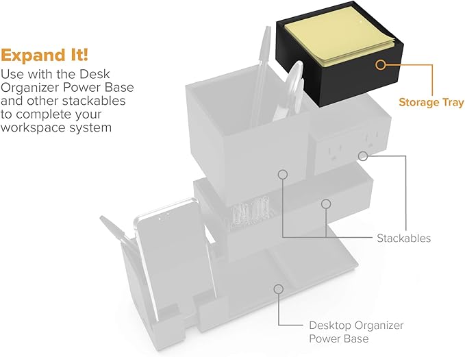 Bostitch Office Konnect Desk Organizer Accessory Tray, Stacks for Desktop Storage, Black (Pack of 6)