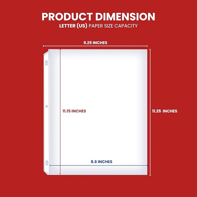 Office Werks 250 Sheet Protectors, 8.5 X 11 Inch Clear Page Protectors for 3 Ring Binder, Plastic Sheet Sleeves Protectors, Durable Top Loading Paper Protector with Reinforced Holes, Archival Safe